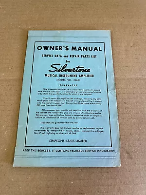 Vintage Original Silvertone Guitar Amp 26650 Twin Twelve Manual & Schematics • $29.99