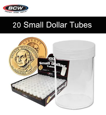 BCW Small Dollar Size Round Coin Tubes W/ Screw On Caps Clear Storage Lot Of 20  • $16.90