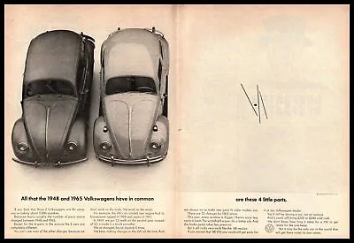 1965 VW Type 1 Beetle And 1948 VW Bug  4 LIttle Parts  Vintage 2-Page Print Ad • $9.95