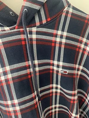 Tommy Hilfiger Checked Hoodie Navy/red – Size XL • £3