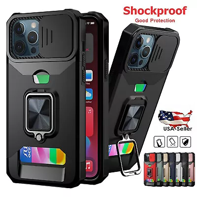 $11.44 • Buy For IPhone 14 13 12 11 Pro Max XS XR SE Armor Stand Case With Slide Camera Cover