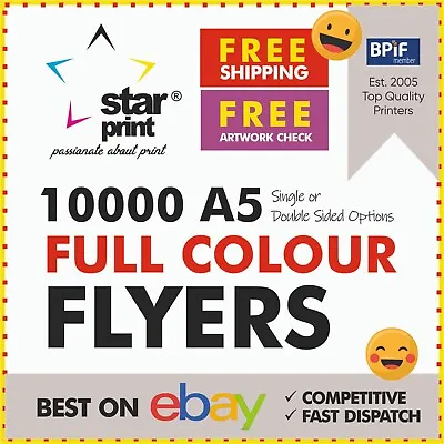 £150 • Buy 10,000 A5 FLYERS - FULL COLOUR FLYER PRINTING - EXCELLENT QUALITY -Fast Dispatch