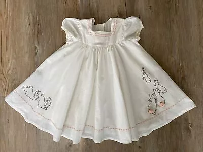 Baby Girls M&S Vanilla Summer Dress With Bunny Embroidery 6 - 9 Months Easter • £6.99