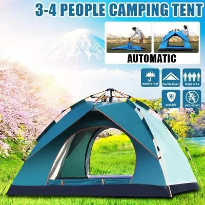 3-4 Person Automatic Quick Pop Up Tents Portable Instant Tent For Camping Hiking • $49.99