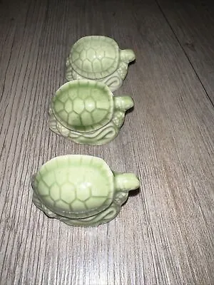 Vintage Wade Whimsies Lot 3 Green Sea Turtle Endangered Animal Series RedRoseTea • £16.34