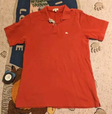 Burberry London Red Polo Shirt Classic Fit L Nova Check Trim • $29.88