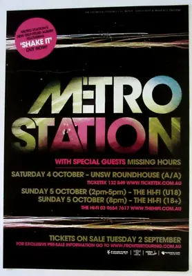 Metro Station / Missing Hours Original Tour Poster • $35.40