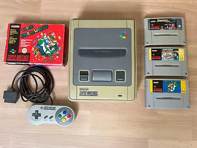 £8.50 • Buy SNES Super Nintendo Console - 3 Games (Super Mario Boxed) 1 Pad - PAL UK - 99p!