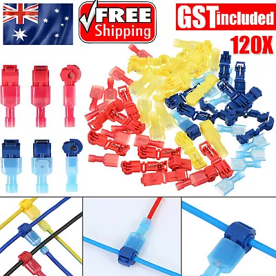 120pcs T-Tap Electrical Wire Crimp Terminals Quick Splice Cable Connectors KitAU • $9.99