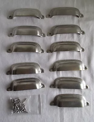 $29.95 • Buy Vtg Bin Cup Pull 4  Nickel Plated Over Brass Lot Of 11  Cabinet Cupboard Drawer