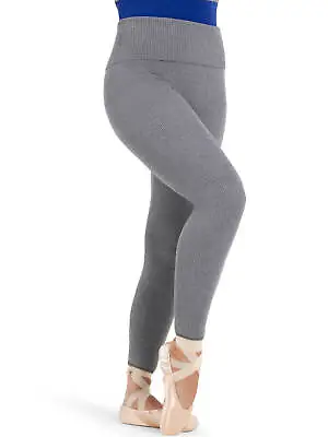 CAPEZIO Ladies Dance Ribbed Sweater Knit Leggings Fold Over Waist Warm Up 11382W • £34.99