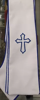 Clergy Stoles For Church PastorMinisterPreachers White/Blue • $44.99