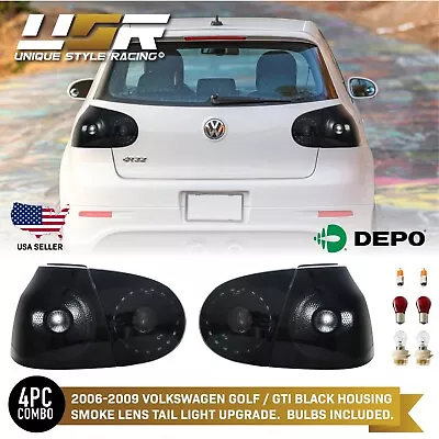 DEPO Euro BLACK/SMOKE 4PCS Tail Light For 06-09 VW Golf 5 GTi R32 Rabbit Mk5 V • $119.97