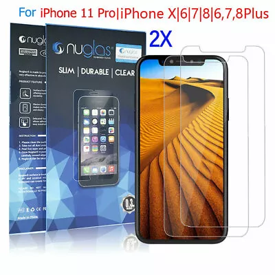 IPhone 11 Pro XS Max X 8 7 6 6S Plus 2x Nuglas Tempered Glass Screen Protector  • $6.95