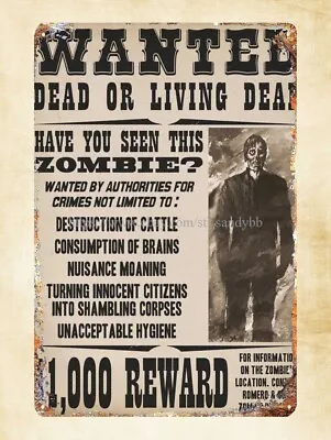 $18.95 • Buy  Old West ZOMBIE Wanted Metal Tin Sign Garage Decorating Ideas