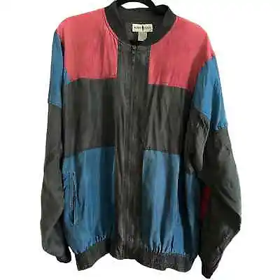 Vintage Silk Bomber Jacket - Robert Stock - Size XL - 80s Vintage 90s Vintage  • $78