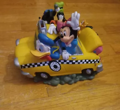 Vintage Disney Fab 5 Mickey Mouse & Friends Yellow Taxi Cab Car Coin Piggy Bank • $28