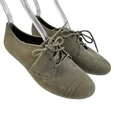 Melissa Jelly Shoes Oxfords Womens 8 Green Taupe Felt Retro Brogues Lace Up Flat • $26.99