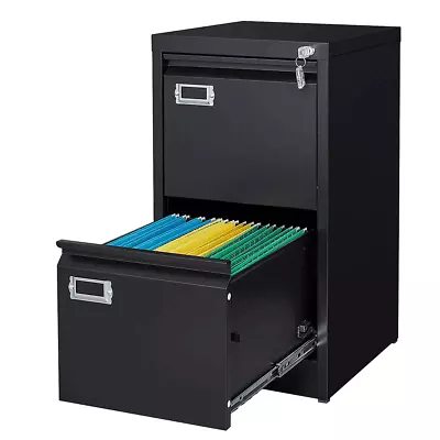 Metal Vertical File Storage Cabinet2 Drawer Filing Cabinet With Lock For Office • $89.99