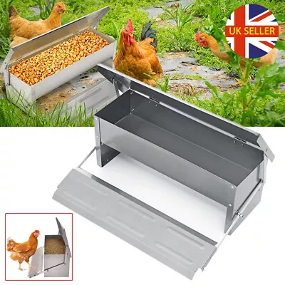 Automatic Chicken Feeder Opening Treadle Trough Poultry Metal Auto Feeder NEW • £23.50
