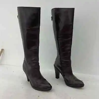 Michael Kors Black Tall Heel Leather Biker Boots - Women's Size 10 • $98.10