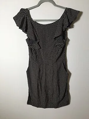$19.99 • Buy Forever New Wonens Black Polka Dot Dress Size 8 Viscose Good Condition