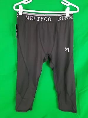 3 Pair MEETYOO Men's Size XLARGE 3/4 Compression Pants Running Black New  • $27.99