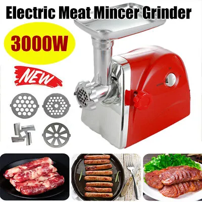 Electric Meat Mincer Grinder 3000W Sausage Maker Food Machine W/ Grinding Plates • £46.99