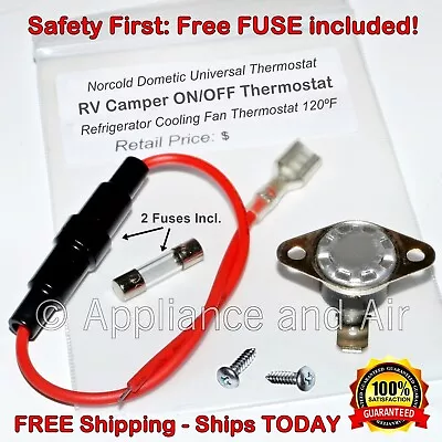 $24.95 • Buy Dometic 3104133016 Refrigerator Fan Limit Switch + FUSE Camper RV + Instructions