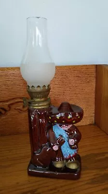 Vintage Miniature Figural Oil Lamp Man With Sombrero And Guitar  Japan 9 Inches • $21.95