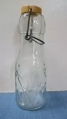 Vintage American Eagle & 13 Stars Glass Bottle With Wire Bail Lid Stopper 1898 • $9.95