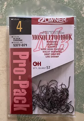 Owner Mosquito Hooks Pro Pack 5377-071 SZ4 Black 57pk • $19.99