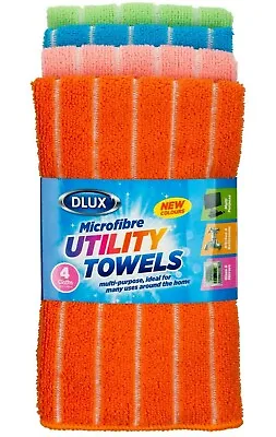 Large Microfibre Cloths Kitchen Towels  X4 Stripe Cleaning Multipurpose  4 Cols • £6.29