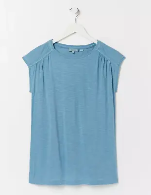 Ex Fat Face Women's Short Sleeve Iona Crew Relaxed T-Shirt In Mid Blue • £14.95