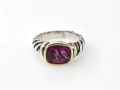 David Yurman Noblesse Ring Rhodolite Bezel Band Sterling Silver 14k 7.25 • $125