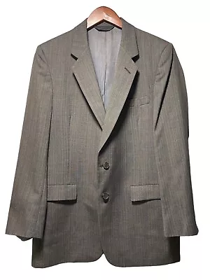 Vintage Christian Dior Monsieur Wool Blazer Mens 40R Grey Blue Double Breasted • $71.99