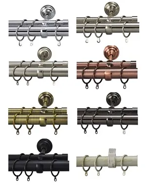 20 Metal Curtain Pole Rings Hooks For 19mm & 28mm Poles Rods Brass Chrome Black • £6.99