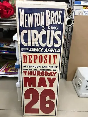 $9.77 • Buy Vintage Newton Bros. Circus Poster 14 X42   Deposit, Md Savage Africa