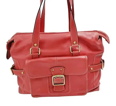 FRANKLIN COVEY Travel Bag Tote Carry On Briefcase Office Laptop Red Leather • $29.97