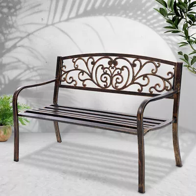 Outdoor Garden Bench Patio Chair Vintage Style Furniture Weather Rust Resistant • $170.95