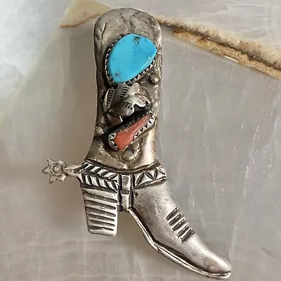 Native American Cowboy Boots Pendant Sterling Silver • £28.15