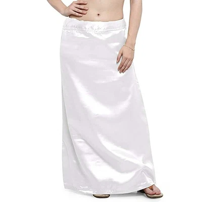 £11.99 • Buy Women's Satin Petticoat Saree Satin Underskirt WHITE  Satin Silk Petticoat