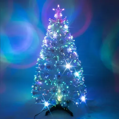 £62.99 • Buy 4/5/6/8FT Pre Lit Fiber Optic Artificial Christmas Tree LED Lights Xmas Decor UK