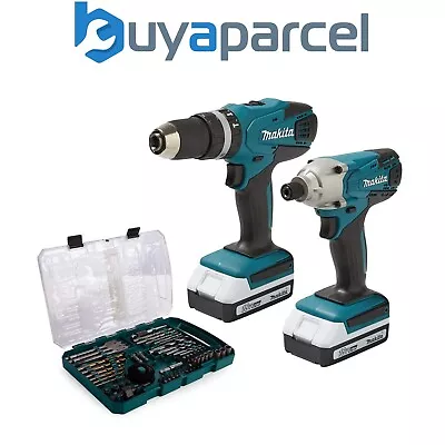 Makita 18v Cordless Combi Hammer Drill & Impact Driver Twin Pack + 74 Piece Set • £189.99