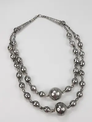 VTG Southwest Style Silver Tone Faux  Navajo Pearl  Multi Strand Necklace 25  • $34.99