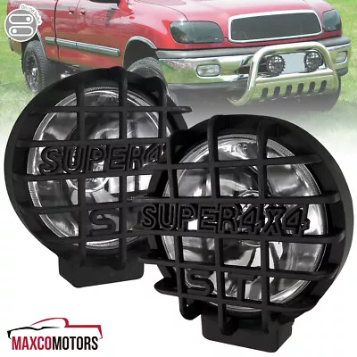 Black Fog Light Fits 2X 6  Round Work Lamp+Super 4X4 Guard+H3 Bulb+Switch+Wiring • $35.49