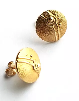 Ola Gorie 9ct Yellow Gold Mackintosh Red Rose Stud Earrings Boxed Scottish • £195