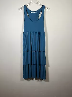 Athleta Dress Womens Large Tiered Tank Midi Teal Blue Summer Jersey Athleisure • $19.80