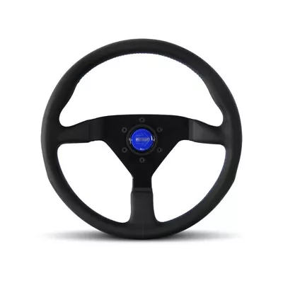 Momo Monte Carlo 350MM Black Leather Steering Wheel W/ Blue Stitching MCL35BK6B • $219