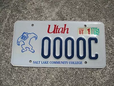 Utah Salt Lake Community College 1995 Sample  License Plate #  0000C • $25